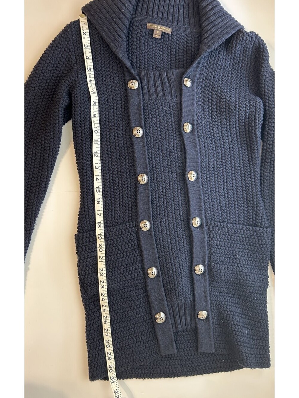 Citizens Of Humanity Navy Button Front Sweater size M - Merino Wool - Luxury - Picture 7 of 7